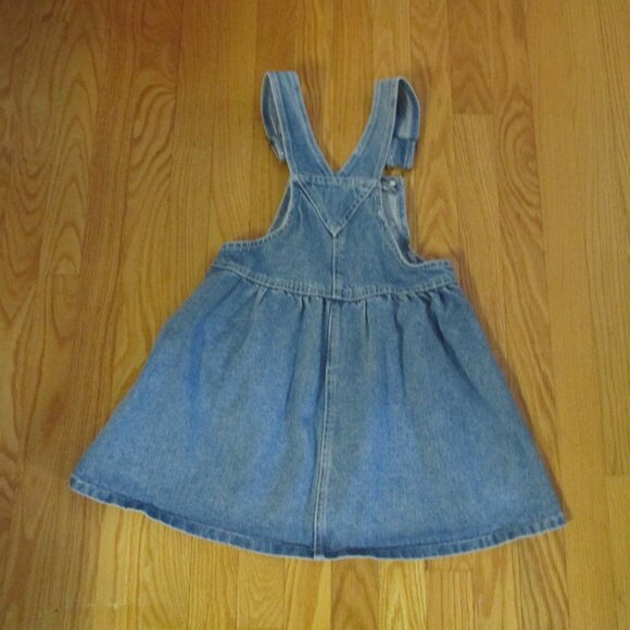 SONOMA GIRL'S SIZ 5 DRESS DENIM OVERALLS SUNDRESS JUMPER HEART FLORAL EMBROIDERY - Picture 8 of 11